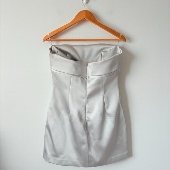 Zara Satin Strapless Bow Dress NWT Silver Blogger Fav Size Large - Picture 10 of 12